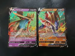 Zacian V 016/025 & Zamazenta V 018/025 Ultra Rare Celebrations Pokemon Set NM - Image 1