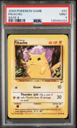 Pokemon 2000 Pokemon Game Pikachu Base Set II PSA 9 MINT - Image 1