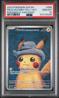 2023 POKEMON SVP EN-SV BLACK STAR PROMO #085 PIKACHU WITH GREY FELT HAT PSA 10 - Image 1