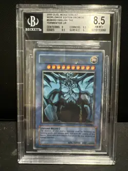 2003 YU-GI-OH Obelisk the Tormentor Secret Rare #GBI-002 BGS 8.5 Near Mint - Image 1
