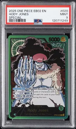 2025 ONE PIECE EB02-EXTRA BOOSTER -ANIME 25TH COLLECTION- #020 HODY JONES PSA 9 - Image 1