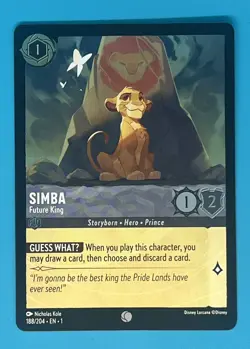Disney Lorcana The First Chapter Simba Future King 188/204 Foil - Image 1