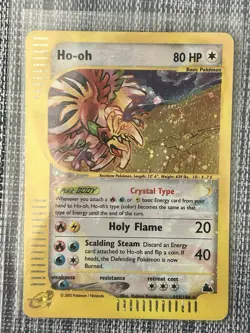 Pokemon Ho-Oh Skyridge Crystal Holo Rare Card #149/144 SWIRL - Image 1