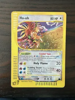 Pokemon Ho-Oh Skyridge Crystal Holo Rare Card #149/144 SWIRL - Image 2