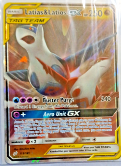 Pokemon Latias & Latios GX Holo Ultra Rare TCG Card Sun & Moon 113/181 NM - Image 1