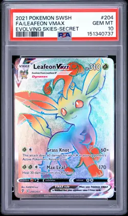 2021 POKEMON SWORD & SHIELD EVOLVING SKIES SECRET FULL ART/LEAFEON VMAX PSA 10 - Image 1