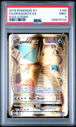 2016 POKEMON XY EVOLUTIONS #106 FULL ART/DRAGONITE EX PSA 9 - Image 1