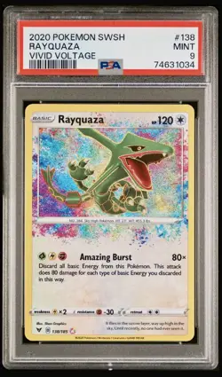2020 POKEMON RAYQUAZA #138 SWORD & SHIELD VIVID VOLTAGE PSA 9 MINT - Image 1