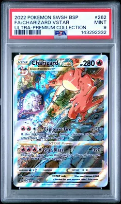 2022 POKEMON SWSH BLACK STAR PROMO #262 FULL ART/CHARIZARD VSTAR PSA 9 - Image 1