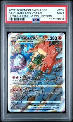 2022 POKEMON SWSH BLACK STAR PROMO #262 FULL ART/CHARIZARD VSTAR PSA 9 - Image 1
