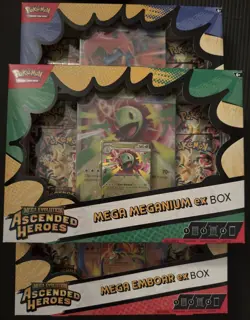 Pokemon TCG Ascended Heroes Mega ex Box Bundle Feraligatr Emboar Meganium Set - Image 2