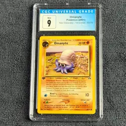 Pokemon Omanyte 60/75 1st Edition CGC 9 Mint Blue Label 2001 Neo Discovery TCG - Image 1