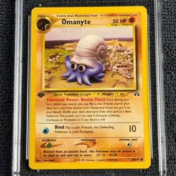 Pokemon Omanyte 60/75 1st Edition CGC 9 Mint Blue Label 2001 Neo Discovery TCG - Image 4