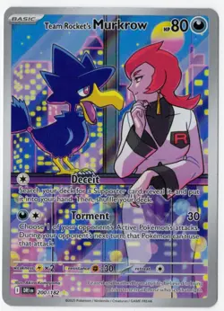 Pokemon TCG Team Rocket's Murkrow 200/182 Sv10 IR Holo English 2025 - Image 1
