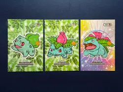 Pokemon Pocket Book Set Bulbasaur Ivysaur Venusaur Cracked Ice Holo 3 Card Set - Image 1