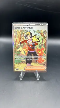 Pokemon TCG Destined Rivals Ethan's Adventure Full Art Trainer Card 236/182 - Image 1