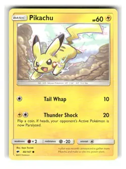 Pikachu 40/147 Common Burning Shadows Pokemon Near Mint - Image 1