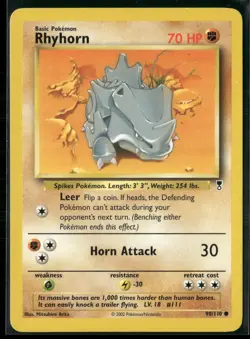 Pokemon - Rhyhorn 090/110 Common Legendary Collection LP - Image 1
