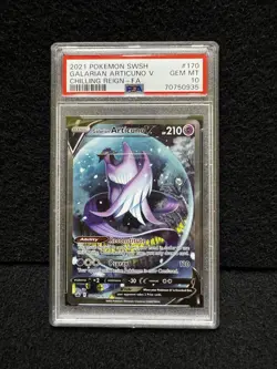 PSA 10 GEM MINT Galarian Articuno V 170/198 Alt Art Chilling Reign 2021 Pokemon - Image 1