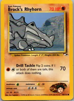 Brock's Rhyhorn 70/132 Common Gym Heroes Pokemon Unlimited Near Mint - Image 1