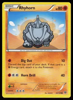 Rhyhorn 60/146 Common XY Pokemon Near Mint - Image 1