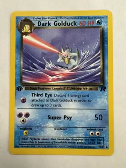 Vintage Y2K Pokemon 1st Edition Dark Golduck 37/82 Team Rocket Uncommon LP - Image 1