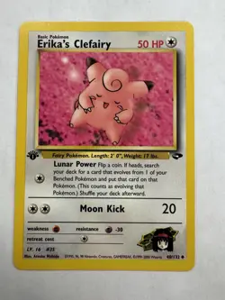Vintage Pokemon 1st Edition Erika’s Clefairy 40/132 Gym Challenge NM - Image 1