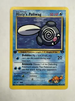 Vintage Y2K Pokemon Gym Challenge Misty's Poliwag 89/132 1st Edition LP-NM - Image 1