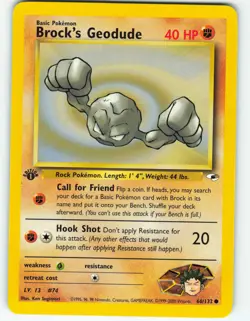 Brock's Geodude - 1st Edition - 66/132 Gym Heroes- WOTC - Pokemon TCG - 2000 - Image 1