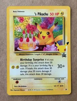 Celebrations Birthday Pikachu 24/53 Black Star Promo Pokemon I - Image 1