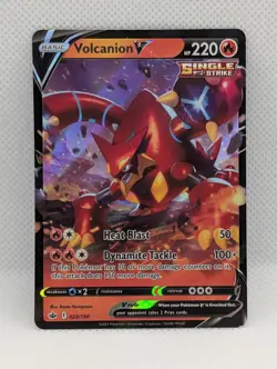 VOLCANION V 025/198 HOLO V RARE CHILLING REIGN POKEMON DMG - Image 1