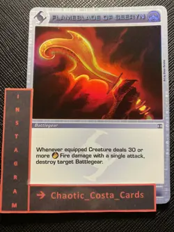 FLAMEBLADE OF SEERYN - BATTLE GEAR CARD - CHAOTIC CARD - SUPER RARE - 133/200 NM - Image 1