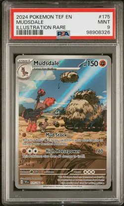 2024 POKEMON TEF EN-TEMPORAL FORCES ILLUSTRATION RARE #175 MUDSDALE PSA 9 - Image 1