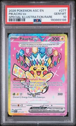 2026 POKEMON ASCENDED HEROES SPECIAL ILLUSTRATION RARE PIKACHU EX PSA 10 277/217 - Image 1