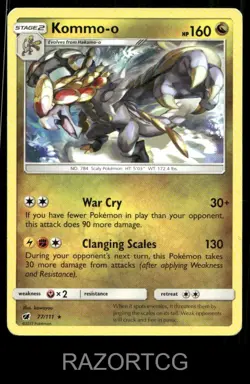KOMMO-O 77/111 R CRIMSON INVASION POKEMON NM/M - Image 1