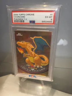 Pokemon 2000 Topps Chrome Charizard PSA 6 EX-MT Graded Holo Card - Image 1