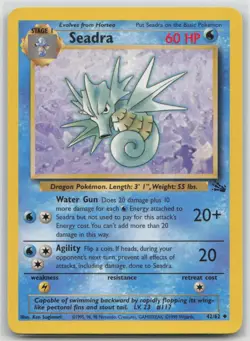 Seadra 42/62 Uncommon Fossil Pokemon Unlimited Lightly Played - Image 1