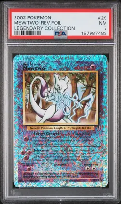 2002 POKEMON LEGENDARY COLLECTION #29 MEWTWO-REVERSE FOIL PSA 7 - Image 1