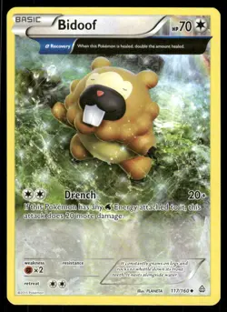 2015 Pokemon Bidoof Uncommon Primal Clash 117/160 HP - Image 1