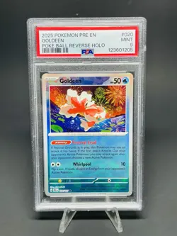 2025 POKEMON PRE EN-PRISMATIC EVOLUTIONS POKE BALL REVERSE HOLO GOLDEEN PSA 9 - Image 1