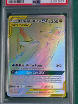2019 POKEMON SUN & MOON TEAM UP LATIAS & LATIOS RAINBOW GX #190 PSA 9 MINT - Image 2