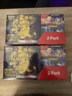 Two-pack Pokemon Surging Sparks ETB + Booster Bundle Costco x2 🔥 - Image 1