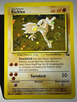 Pokemon Kicklee Hitmonlee 7/62 German Fossil Holo Rare WOTC 2000 Swirl mp - Image 1