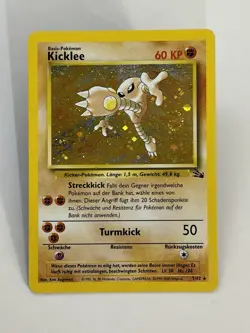 Pokemon Kicklee Hitmonlee 7/62 German Fossil Holo Rare WOTC 2000 Swirl mp - Image 2