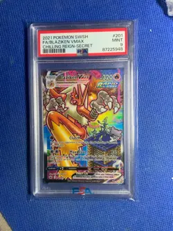 2021 Pokemon Swsh FA/ Blaziken Vmax #201 Chilling Reign - Secret PSA 9 - Image 1