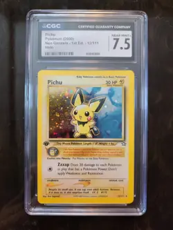 Pokemon- Vintage Neo Set Pichu 1st Edition #12 CGC 7.5 Near Mint + SWIRL - Image 1