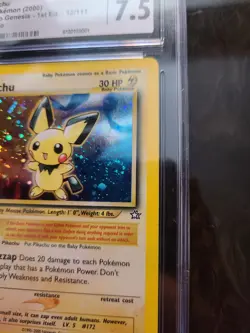 Pokemon- Vintage Neo Set Pichu 1st Edition #12 CGC 7.5 Near Mint + SWIRL - Image 5