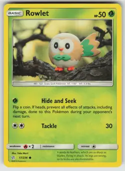 Rowlet 17/236 Common Cosmic Eclipse Pokemon Near Mint - Image 1