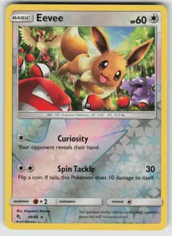 Eevee 48/68 Holo Rare Hidden Fates Pokemon Reverse Holo Near Mint - Image 1