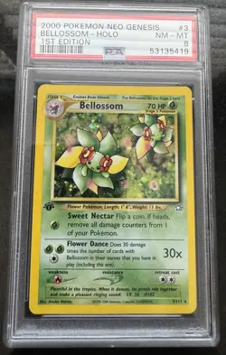 ✨ PSA 8 2000 Pokemon Neo Genesis 1st Edition #3 Bellossom Holo - Image 1